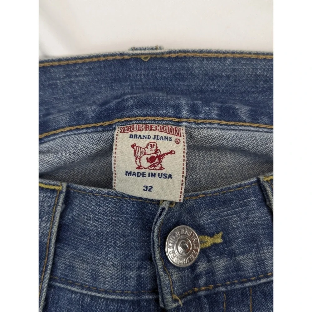 True Religion Billy Studded Distressed Bootcut Jeans Blue Mens 32x32 Made in USA